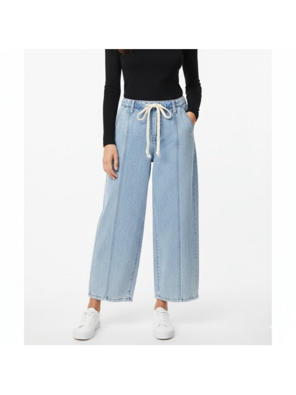 Gap baggy mid rise ultra soft denim with drawstring